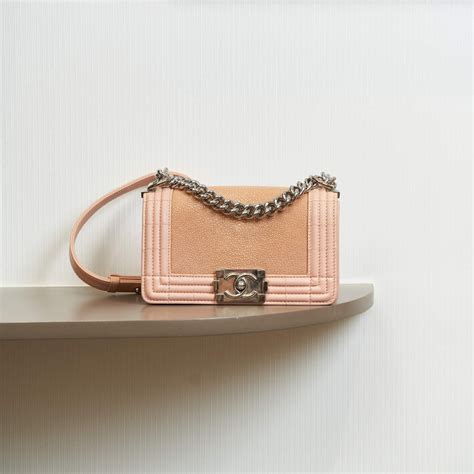 chanel pink stingray boy bag|Chanel calfskin bag.